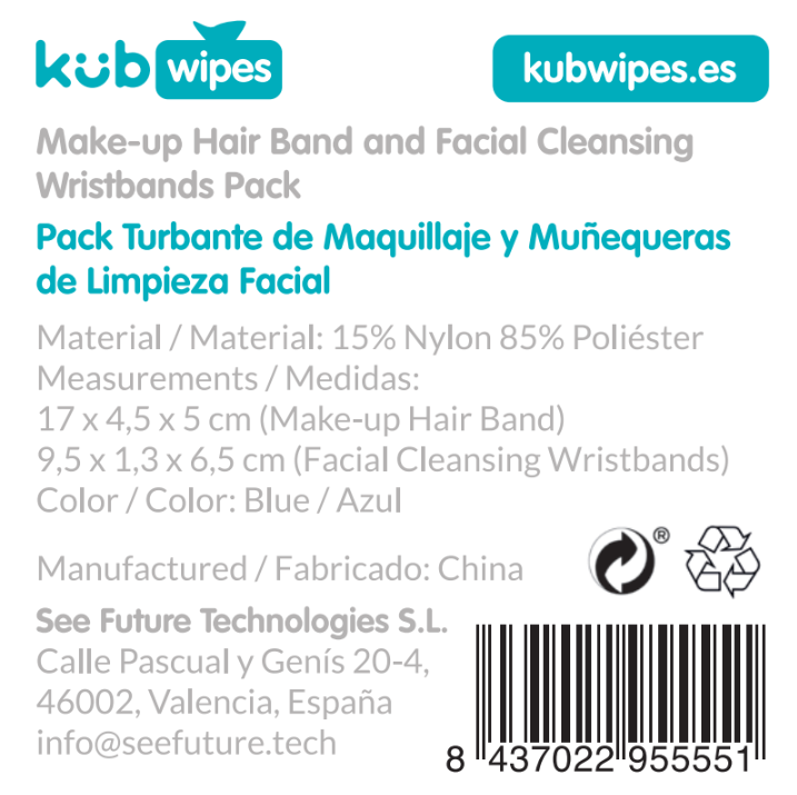 Pack Turbante de Maquillaje + Muñequeras de Limpieza Facial
